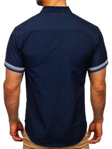 Men's Short Sleeve Shirt Navy Blue Bolf 2911