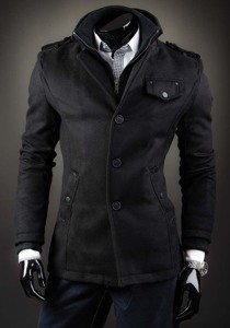 Men's Single-Breasted High Collar Coat Black Bolf 8853D