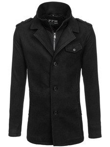 Men's Single-Breasted High Collar Coat Black Bolf 8853F