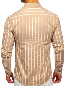 Men's Striped Long Sleeve Shirt Beige Bolf 20730
