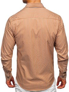 Men's Striped Long Sleeve Shirt Brown Bolf 20731
