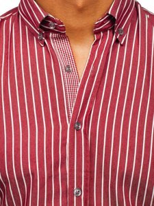 Men's Striped Long Sleeve Shirt Claret Bolf 20731