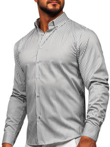 Men's Striped Long Sleeve Shirt Graphite Bolf 22731