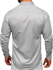 Men's Striped Long Sleeve Shirt Grey Bolf 22731