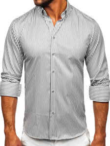 Men's Striped Long Sleeve Shirt Grey Bolf 22731