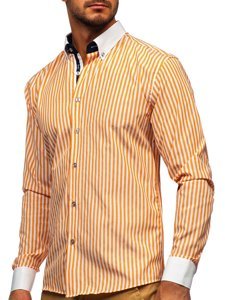 Men's Striped Long Sleeve Shirt Orange Bolf 20727