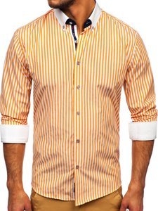 Men's Striped Long Sleeve Shirt Orange Bolf 20727