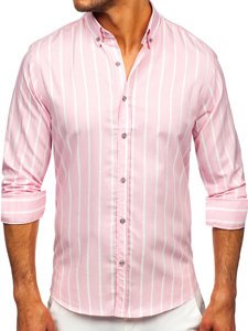 Men's Striped Long Sleeve Shirt Pink Bolf 20730