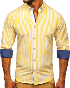 yellow and white striped long sleeve shirt