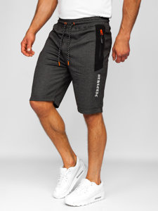 Men's Sweat Shorts Black-Orange Bolf Q3874