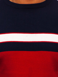 Men's Sweater Navy Blue-Red Bolf H2107