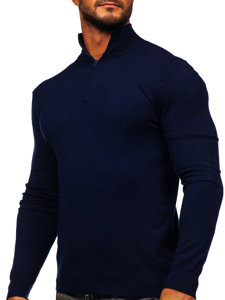 Men's Sweater with stand up collar Navy Blue Bolf MM6007