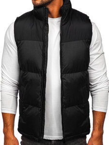 Men's Thick Quilted Gilet with hood Black Bolf 9969