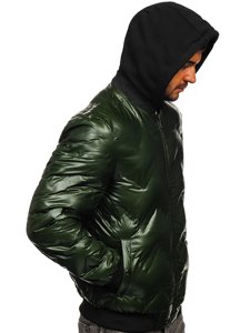 Men's Winter Bomber Hooded Jacket Green Bolf 6590
