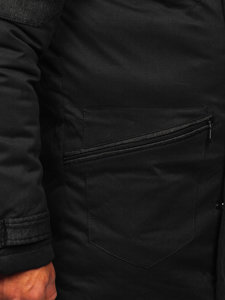Men's Winter Parka Jacket Black Bolf 22M116
