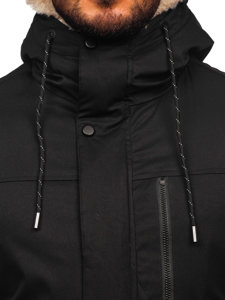 Men's Winter Parka Jacket Black Bolf 22M38