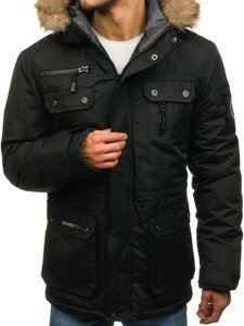 Men's Winter Parka Jacket Black Bolf 4960