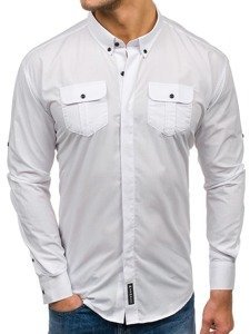 White Men's Elegant Long Sleeve Shirt Bolf 0780