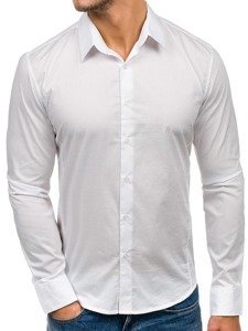 White Men's Elegant Long Sleeve Shirt Bolf 142