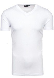 White Men's Plain V-neck T-shirt Bolf T31
