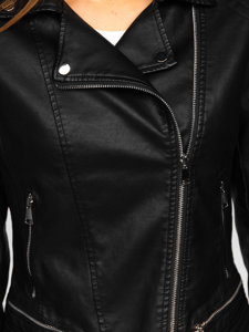 Women's Leather Biker Jacket Black Bolf 11Z8030