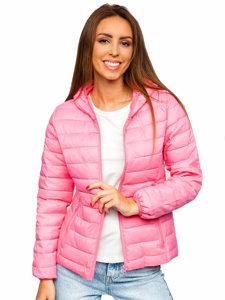 Women's Lightweight Quilted Jacket with hood Pink Bolf 20313