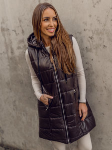 Women's Longline Quilted Gilet Brown Bolf 82019