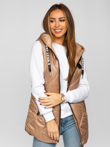 Women's Longline Quilted Gilet Brown Bolf B0129