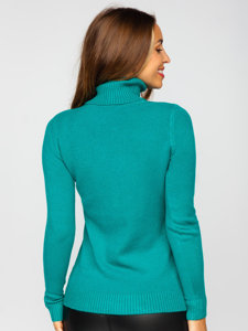 Women's Polo Neck Sweater Teal Blue Bolf J52386-2