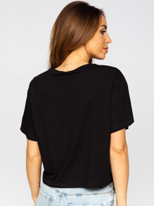 Women's Printed T-shirt with Sequins Black Bolf DT101