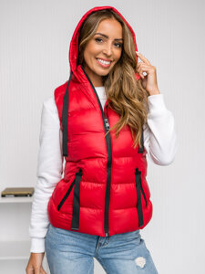 Women's Quilted Gilet with hood Red Bolf 5M3133