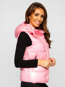 Women's Quilted Hooded Gilet Light Pink Bolf SW025