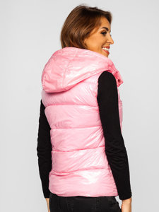 Women's Quilted Hooded Gilet Light Pink Bolf SW025