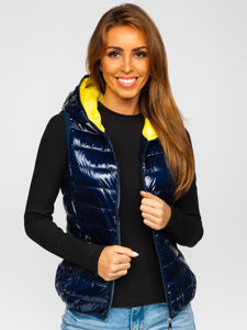 Women's Quilted Hooded Gilet Navy Blue Bolf R9549