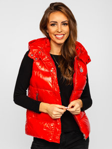 Women's Quilted Hooded Gilet Red Bolf SW025
