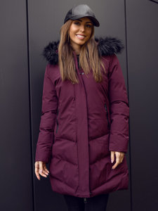 Women's Quilted Winter Jacket with Hood Claret Bolf 23071
