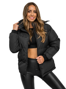 Women's Quilted Winter Jacket with hood Black Bolf 5M3169