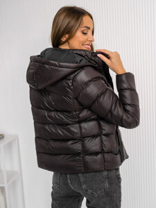 Women's Quilted Winter Jacket with hood Chocolate Bolf 5M782