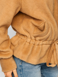 Women's Short Coat Jacket with Hood Beige Bolf 9320