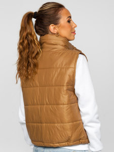 Women's Short Quilted Gilet Brown Bolf 82032