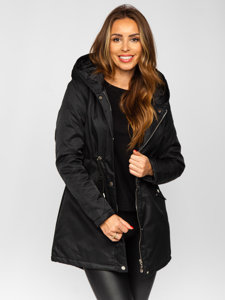 Women's Winter Parka Jacket with Hood Black Bolf 5M772