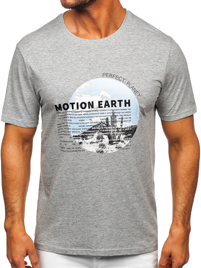 Men's Cotton Printed T-shirt Grey Bolf MPO3466
