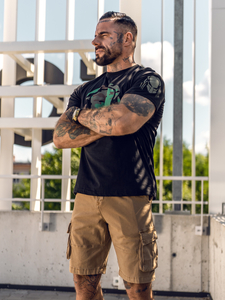 Men's Cotton Printed T-shirt Black Bolf 192379A