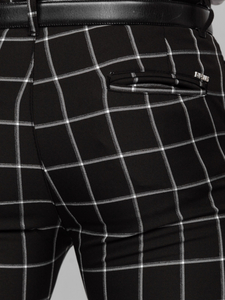 Men's Cotton Checkered Chinos Black Bolf 0046