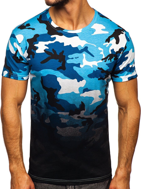 Men's Camo Printed T-shirt Sky Blue Bolf S808