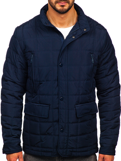 Men's Quilted Lightweight Jacket Navy Blue Bolf 5M709