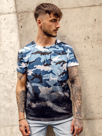 Men's Camo Printed T-shirt Sky Blue Bolf S808A1