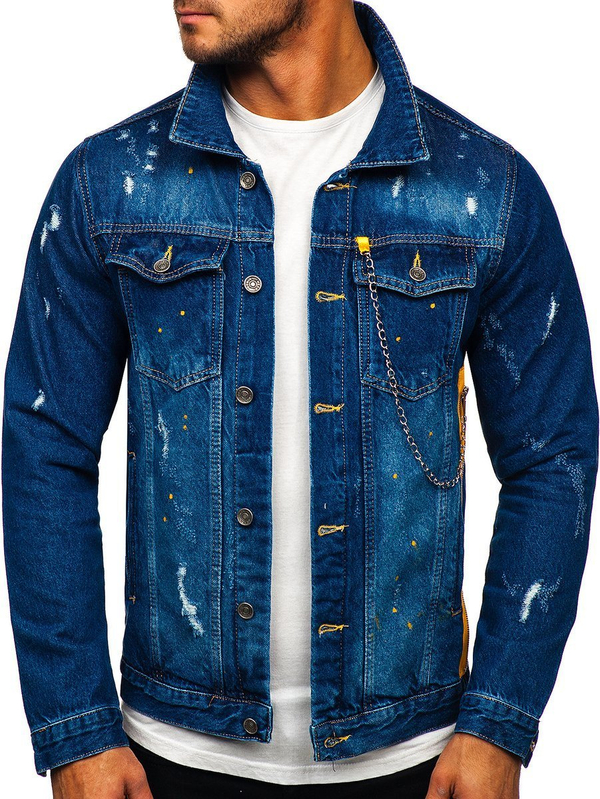 Men's Denim Jacket Navy Blue Bolf 3-4