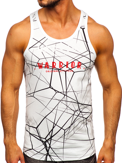Men's Printed Boxer Tank Top White Bolf 14845