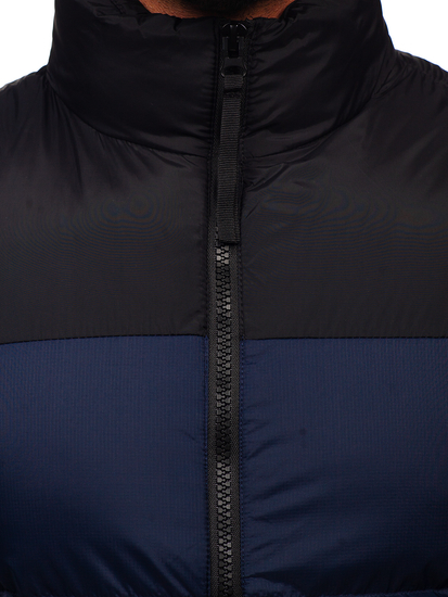 Men's Thick Quilted Gilet with hood Navy Blue Bolf 9969